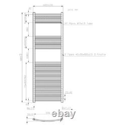 RadiLux Sèche-serviettes Courbé Chauffant Chrome 1800 x 600mm