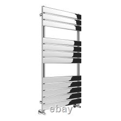 Radiateur Designer Chromé à Panneau Plat pour Serviettes de Salle de Bain + Vannes Angulaires Gratuites