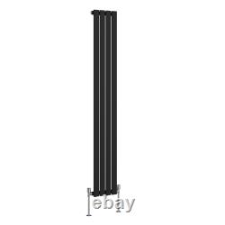 Radiateur Designer Noir à Panneau Plat pour Salle de Bain avec Porte-serviettes - Radiateurs de Chauffage Central UK