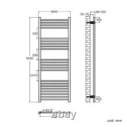 Radiateur Échelle Chauffant Serviette de Salle de Bain Droite Grise 1600 x 600 Rad Chauffant
