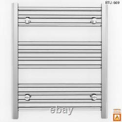 Radiateur Porte-serviettes Chauffant 500mm de Largeur Plat Chrome - Radiateur de Salle de Bain à Chauffage Central