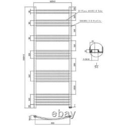 Radiateur Serviette Chauffant Chrome 1600 x 600mm Courbé Mural en Acier pour Salle de Bain