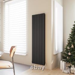 Radiateur à Panneau Plat Ovale Noir Designer pour Serviettes avec Colonnes pour Chauffage Central
