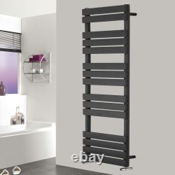 Radiateur à serviettes à panneau plat anthracite avec vannes angulaires gratuites