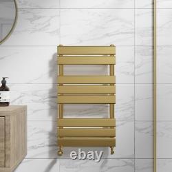 Radiateur à serviettes chauffant à panneau plat en laiton brossé 800 x 450 mm monté au mur pour salle de bain