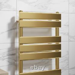 Radiateur à serviettes chauffant à panneau plat en laiton brossé 800 x 450 mm monté au mur pour salle de bain