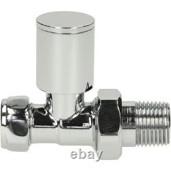 Radiateur à serviettes chauffant à panneau plat moderne en chrome 1600x600mm avec vannes droites