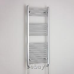Radiateur à serviettes chauffant chrome 1200 x 500 plat incurvé électrique et gaz pour salle de bain