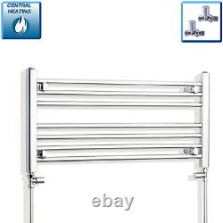 Radiateur à serviettes chauffant chromé 400 x 800 mm pour chauffage central, plat et droit