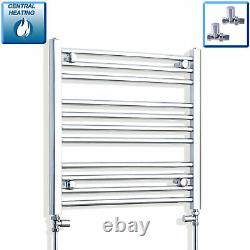 Radiateur à serviettes chauffant chrome de 600 mm de large et 600 mm de haut, plat et courbé pour salle de bain