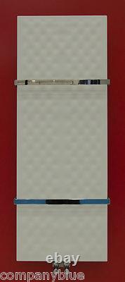 Radiateur à serviettes chauffant designer blanc de 450 mm de large et 1600 mm de haut pour salle de bain moderne