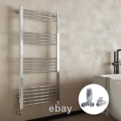 Radiateur à serviettes chauffant droit en chrome avec barres chauffantes et vannes TRV à double combustible Radiateur à serviettes chauffant droit en chrome avec barres chauffantes et vannes TRV à double combustible