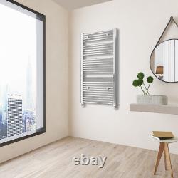 Radiateur à serviettes chauffant droit pour salle de bain échelle en chrome/blanc