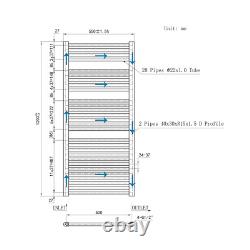 Radiateur à serviettes chauffant droit pour salle de bain échelle en chrome/blanc