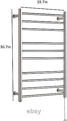 Radiateur à serviettes chauffant électrique chromé pour salle de bain avec échelle thermostatique