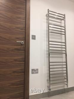 Radiateur à serviettes chauffant en acier inoxydable poli 500 mm (l) x 1600 mm (h) 2025 BTU