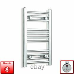 Radiateur chauffant électrique de salle de bain designer en chrome, large de 350 mm, porte-serviettes.