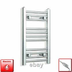 Radiateur chauffant électrique de salle de bain designer en chrome, large de 350 mm, porte-serviettes.