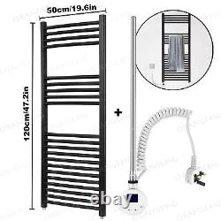 Radiateur chauffant électrique droit à barres chauffantes pour serviettes de bain avec capteur en acier noir