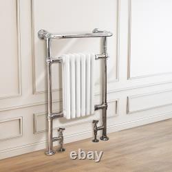 Radiateur colonne de salle de bain traditionnelle avec porte-serviettes chauffant, style victorien, blanc et chrome