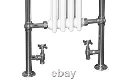 Radiateur colonne traditionnel victorien chauffant avec porte-serviettes blanc chromé dans la salle de bains