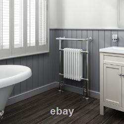 Radiateur de Salle de Bain Traditionnel Chauffé à Colonne 8 avec Porte-serviettes + Robinets