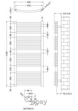 Radiateur de Serviettes Vertical Chauffant avec Barres Courbées Balterley Choix de Taille