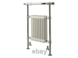 Radiateur de chauffage central traditionnel avec barre porte-serviettes, design à colonnes de style ancien avec couronne