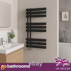 Radiateur de salle de bain à serviettes chauffant décalé en panneau ovale noir 820 x 500 mm Radiateur de salle de bain à serviettes chauffant décalé en panneau ovale noir 820 x 500 mm