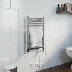 Radiateur de salle de bain avec barres carrées chromées chauffantes et raccordement central 650 x 400