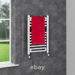 Radiateur de salle de bain avec barres carrées chromées chauffantes et raccordement central 650 x 400