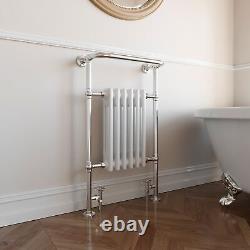 Radiateur de salle de bain chauffant à colonne victorienne traditionnelle blanc/chrome
