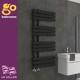Radiateur De Salle De Bain Chauffant à Serviettes Décalé En Panneau Ovale Noir 1130x500mm
