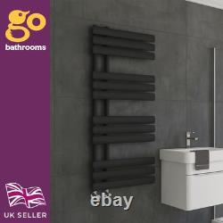 Radiateur de salle de bain chauffant à serviettes décalé en panneau ovale noir 1130x500mm