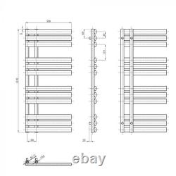 Radiateur de salle de bain chauffant à serviettes décalé en panneau ovale noir 1130x500mm