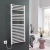 Radiateur De Salle De Bain Chauffant à Serviettes électriques Aura, Prérempli, Blanc, Ip67