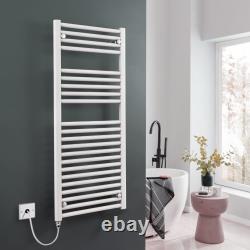 Radiateur de salle de bain chauffant à serviettes électriques Aura, prérempli, blanc, IP67