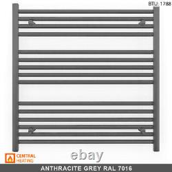 Radiateur de salle de bain chauffant en gris anthracite de 800 mm de largeur, design de radiateur à barres de serviettes