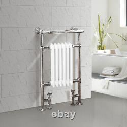 Radiateur de salle de bain chauffant et porte-serviettes traditionnel victorien 952x568mm en chrome blanc