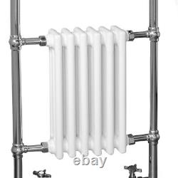 Radiateur de salle de bain chauffant et porte-serviettes traditionnel victorien 952x568mm en chrome blanc