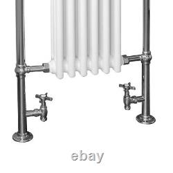 Radiateur de salle de bain chauffant et porte-serviettes traditionnel victorien 952x568mm en chrome blanc