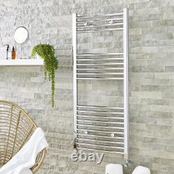 Radiateur de salle de bain chromé chauffant à échelle de serviette large de 500 mm avec vannes