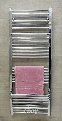 Radiateur de salle de bain design Ugo Chrome chauffé avec porte-serviettes moderne 1400 x 550mm