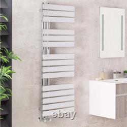 Radiateur de salle de bain design à panneau plat gris chrome blanc avec porte-serviettes chauffant