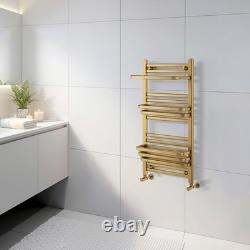 Radiateur de salle de bain doré sèche-serviettes chauffant avec crochets de rangement Byron 1000x500 mm
