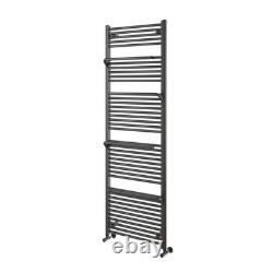 Radiateur de salle de bain en métal gunmetal avec porte-serviettes chauffant et crochets, moderne 1800x600 mm