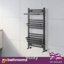 Radiateur de salle de bain en métal gunmétal, porte-serviettes chauffant et supports de rangement 1000x500mm