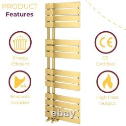 Radiateur de salle de bain en or brossé, sèche-serviettes design chauffant Teka WC 1400x550 mm