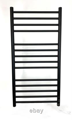 Radiateur de salle de bain en serviette chauffante électrique noire 3, 4, 5 et 600 mm L x 1000 mm H