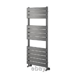Radiateur de salle de bain gris gunmetal moderne, panneau plat, porte-serviettes chauffant 1200x500mm
